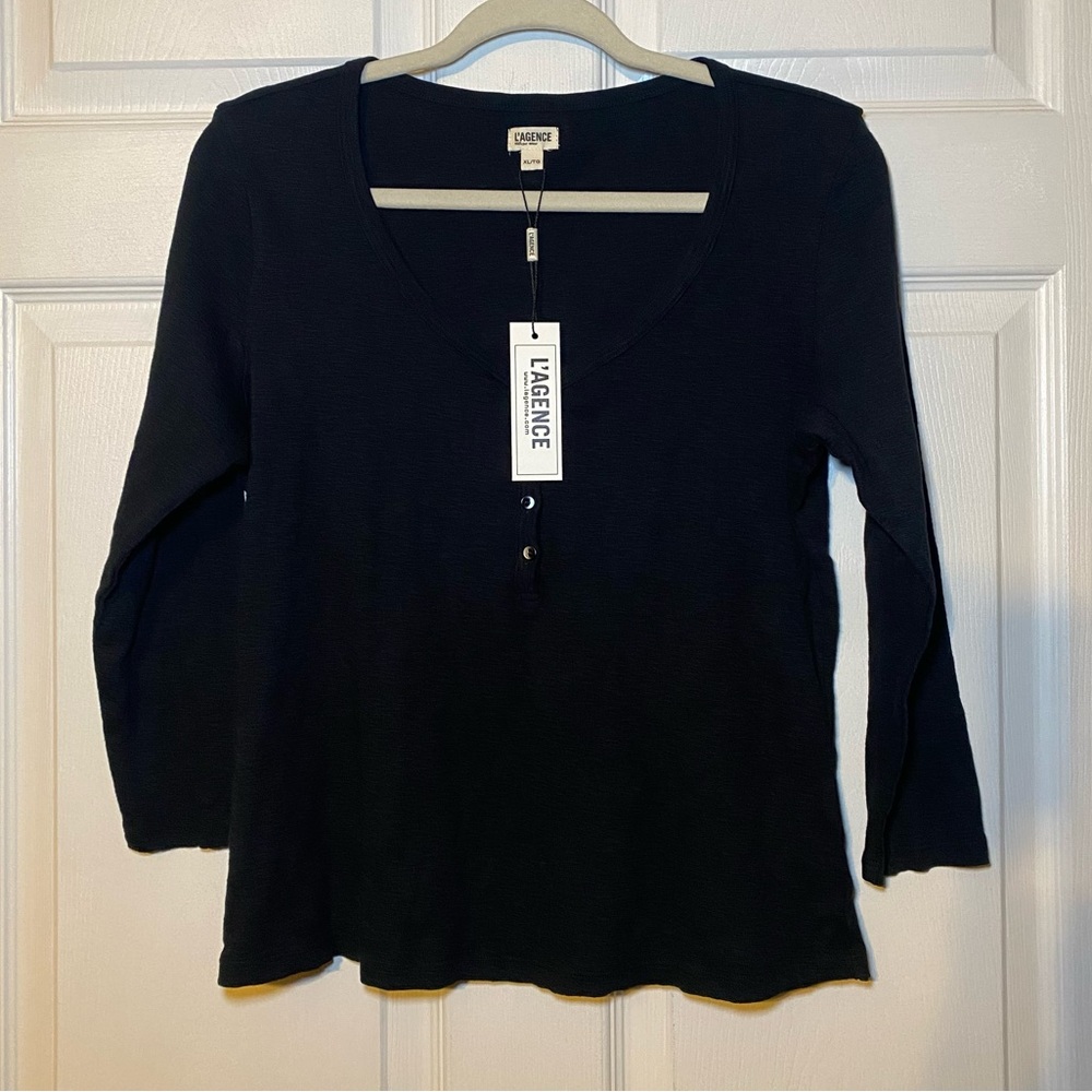L’AGENCE Rowena Cotton Henley Size XL